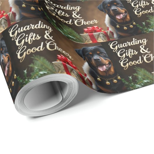 Rottweiler Feestelijke Kerstvakantie Cadeaupapier (Rol Hoek)
