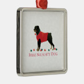 Rottweiler Feliz Naughty Dog-kerstontwerp Metalen Ornament (Rechts)