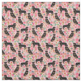 Rottweiler floraals roze stof (Swatch)