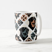 Rottweiler Floral Geometric Pattern Koffiemok (Voorkant rechts)