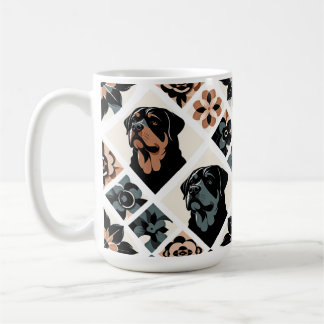 Rottweiler Floral Geometric Pattern Koffiemok