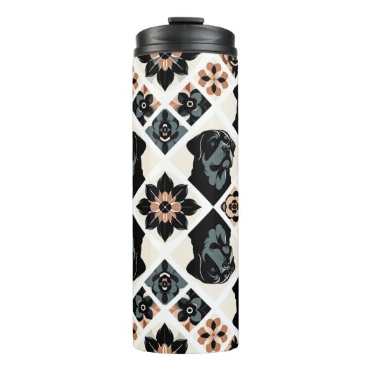 Rottweiler Floral Geometric Pattern Thermosbeker (Voorkant)