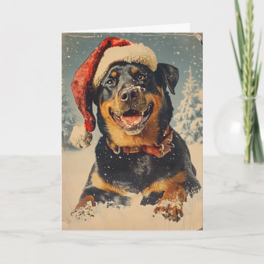 Rottweiler gepersonaliseerde kerst feestdagen kaart (Voorkant)