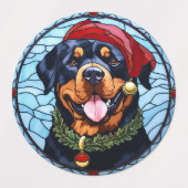 Rottweiler Glas in lood Kerst Labels (Design 2)