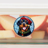 Rottweiler Glas in lood Kerst Labels (Aangebracht)