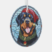 Rottweiler Glas in lood Kerst Ornament (Voorkant Rechts)