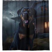 Rottweiler Halloween Engverwekkend Douchegordijn (Voorkant)