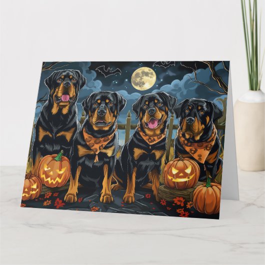 Rottweiler Halloween Griezelen Kaart (Voorkant)