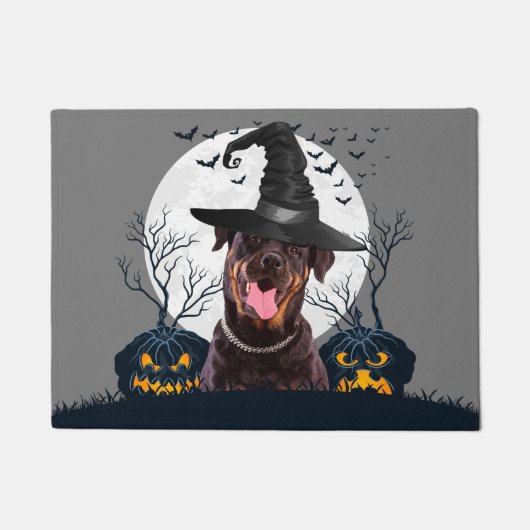 Rottweiler Halloween Pumpkin Patch Deurmat (Voorkant)
