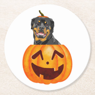 Rottweiler Halloween Ronde Kartonnen Onderzetter