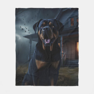 Rottweiler Halloween Scary Fleece Deken
