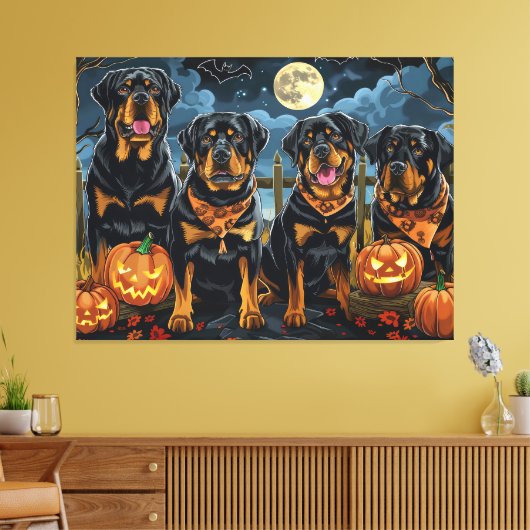 Rottweiler Halloween Spooky Canvas Afdruk (Insitu (Woonkamer))