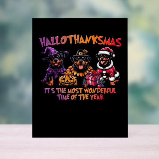 Rottweiler Halloween Thanksgiving Christmas Classi Acryl Bord (Neutraal)