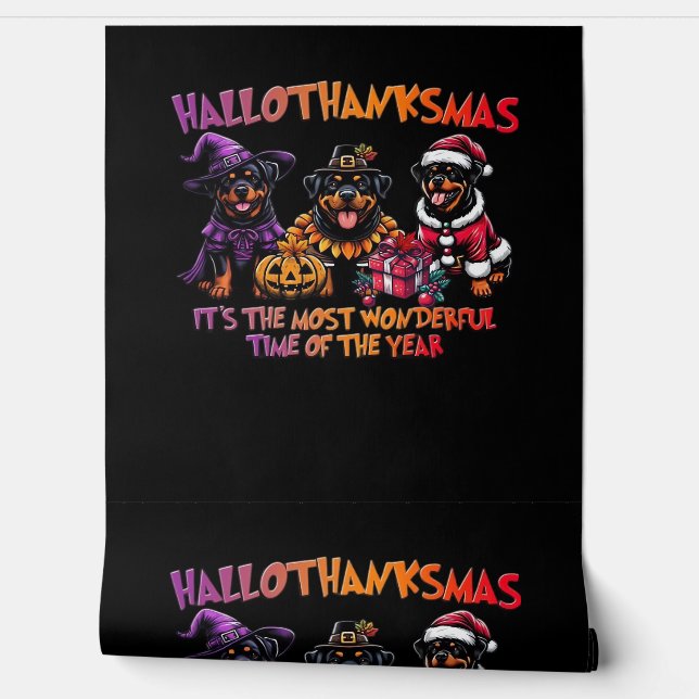 Rottweiler Halloween Thanksgiving Christmas Classi Behang (Afrollen)