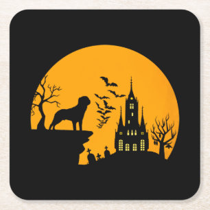 Rottweiler Halloween Vierkante Kartonnen Onderzetter