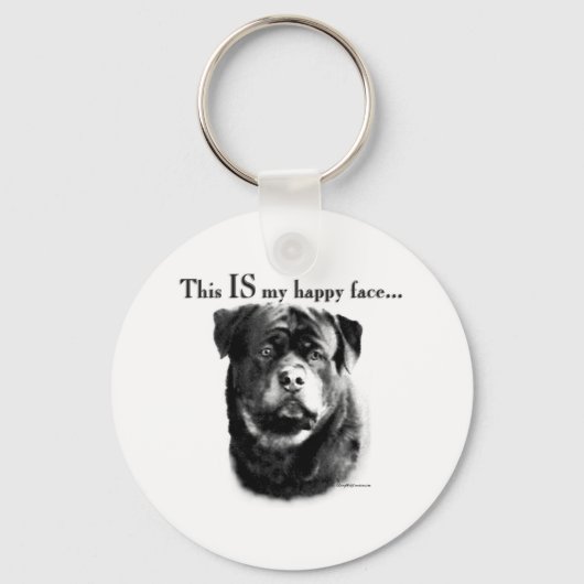 Rottweiler Happy Face Sleutelhanger (Voorkant)