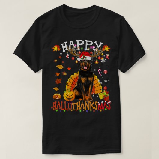 Rottweiler Happy Hanksmas Halloween Thanksgi T-shirt (Design voorkant)