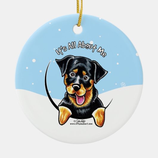 Rottweiler heeft alles over mij. keramisch ornament (Voorkant)