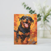 Rottweiler Herfst Thanksgiving Briefkaart (Staand voorkant)
