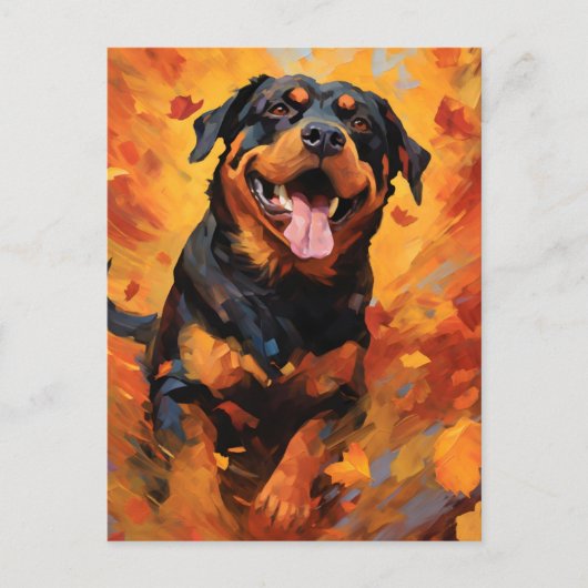 Rottweiler Herfst Thanksgiving Briefkaart (Voorkant)