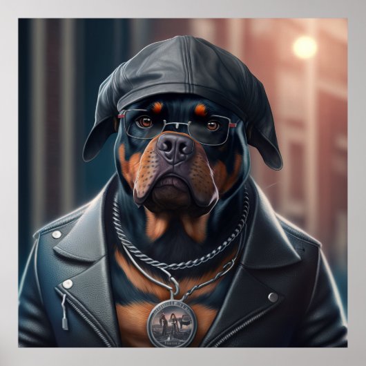 Rottweiler Hipster Dog Poster (Voorkant)