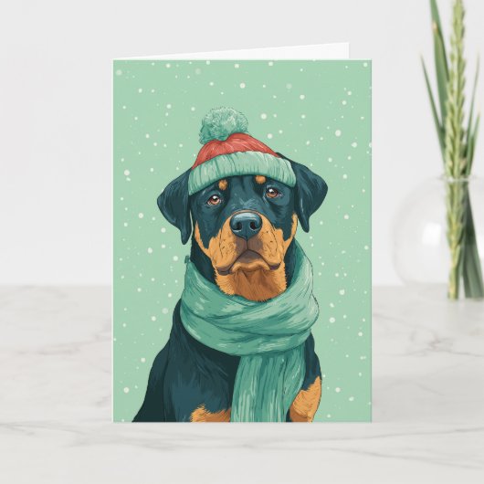 Rottweiler Holiday Greeting Kaart (Voorkant)