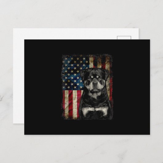 rottweiler hond 4 juli amerikaanse vlag patriottis aankondigingskaart (Voorkant / Achterkant)