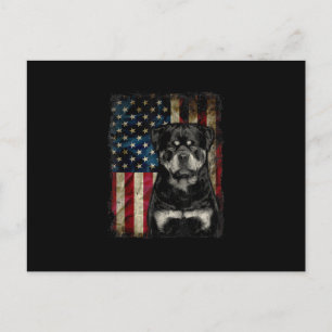 rottweiler hond 4 juli amerikaanse vlag patriottis aankondigingskaart