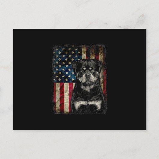 rottweiler hond 4 juli amerikaanse vlag patriottis aankondigingskaart (Voorkant)