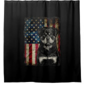 rottweiler hond 4 juli amerikaanse vlag patriottis douchegordijn (Voorkant)