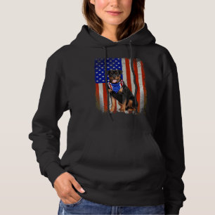 Rottweiler Hond Amerikaanse Vlag 4 juli Patriottis Hoodie