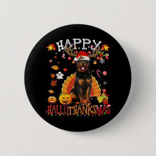 Rottweiler Hond Halloween Kersthond Happy Hallo Ronde Button 5,7 Cm