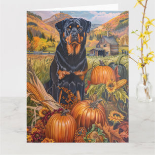 Rottweiler Hond Herfst Oogst Dankdag  Kaart