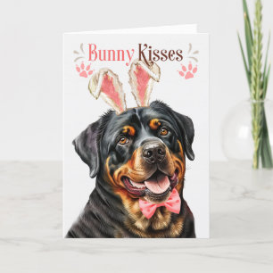 Rottweiler hond in konijnenoren voor Pasen Feestdagen Kaart