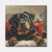 Rottweiler Hond Kerst Feestelijk Magneet (Voorkant)