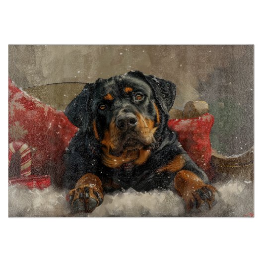 Rottweiler Hond Kerst Feestelijk Snijplank (Voorkant)