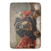 Rottweiler Hond Kerstfeest Badmat (Voorkant Verticaal)