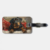 Rottweiler Hond Kerstfeest Bagagelabel (Achterkant horizontaal)