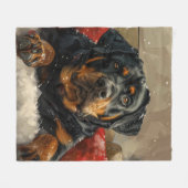 Rottweiler Hond Kerstfeest Fleece Deken (Voorkant (Horizontaal))