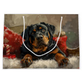 Rottweiler Hond Kerstfeest Groot Cadeauzakje (Voorkant)