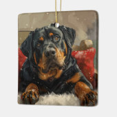 Rottweiler Hond Kerstfeest Keramisch Ornament (Links)
