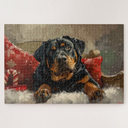 Rottweiler Hond Kerstfeest Legpuzzel (Horizontaal)
