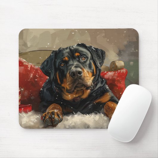 Rottweiler Hond Kerstfeest Muismat (Met muis)