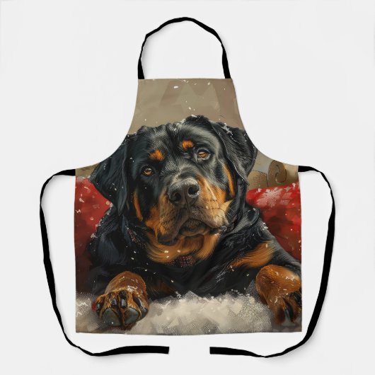 Rottweiler Hond Kerstfeest Schort (Voorkant)