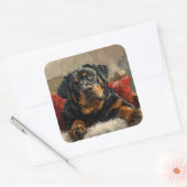 Rottweiler Hond Kerstfeest Vierkante Sticker (Envelop)