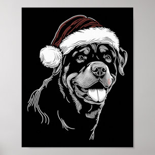 Rottweiler Hond Kerstman Hoed Kerst Kerstmis Panam Poster