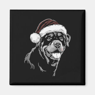 Rottweiler hond kerstman hoed Kerstmis Xmas pyjama Magneet