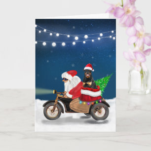 Rottweiler hond Kerstman Santa Claus Kaart