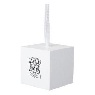 Rottweiler-hond lijnkunst � minimalistische kunstl kubus ornament