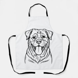Rottweiler-hond lijnkunst � minimalistische kunstl schort
